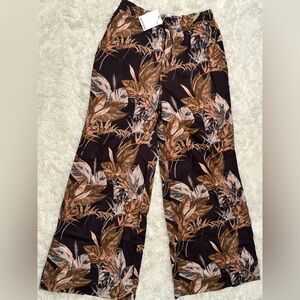 Walter Baker Brown Black Floral Wide-Leg Pants